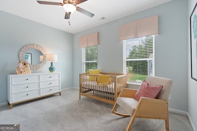 155 Roxeywood Way, Winder, GA 30680 - bedroom featuring carpet, a crib, and ceiling fan