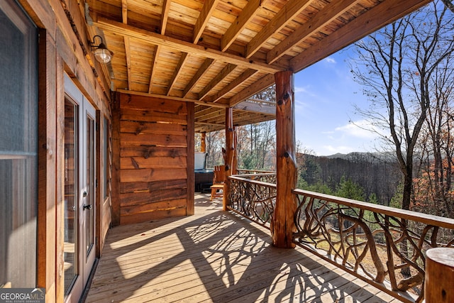 307 Big Timber Rd, Mineral Bluff, GA 30559 - deck featuring a mountain view and a forest view