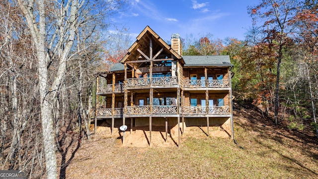 307 Big Timber Rd, Mineral Bluff, GA 30559 - back of property featuring a chimney and a deck