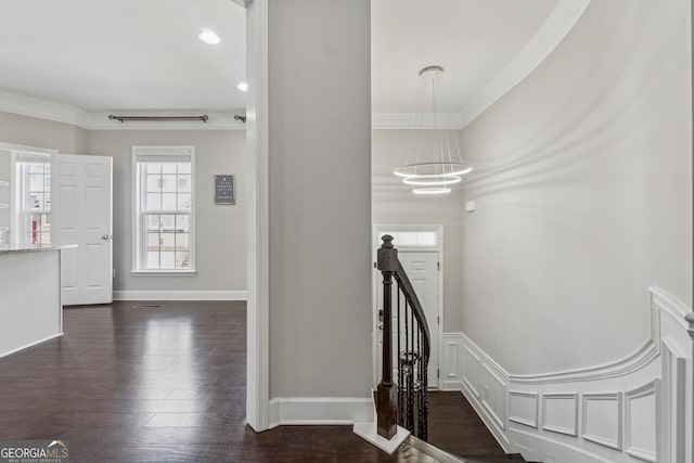 733 Wexford Cove Way, Mableton, GA 30126 - foyer featuring crown molding, recessed lighting, and dark wood-type flooring
