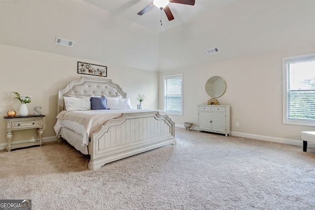 117 Elkins Blvd, Locust Grove, GA 30248 - carpeted bedroom with ceiling fan and vaulted ceiling