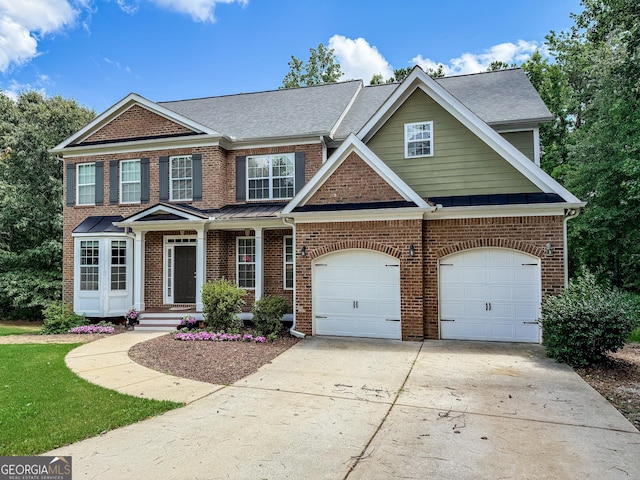 35 Paddle Boat Cv, Senoia, GA 30276 - view of front of home with brick siding, concrete driveway, a garage, and a shingled roof