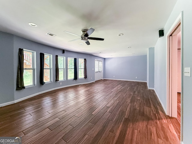 35 Paddle Boat Cv, Senoia, GA 30276 - unfurnished room with dark wood-style floors, a ceiling fan, and recessed lighting