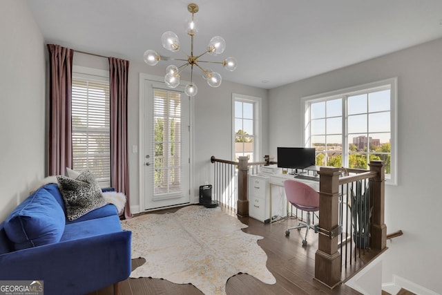 545 Hanlon Way, Alpharetta, GA 30009 - office featuring a chandelier and wood finished floors