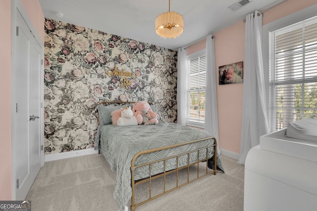 545 Hanlon Way, Alpharetta, GA 30009 - bedroom with carpet flooring and wallpapered walls