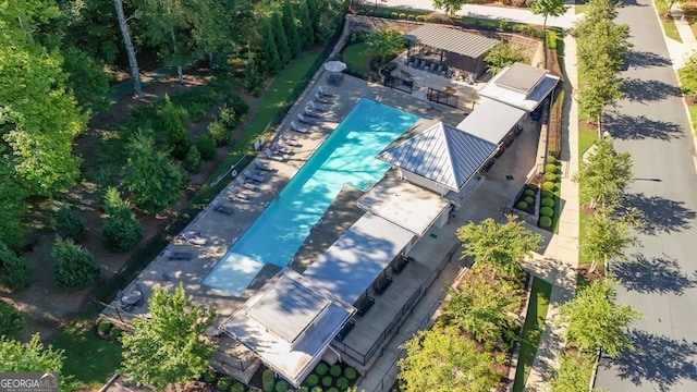 545 Hanlon Way, Alpharetta, GA 30009 - aerial view of property and surrounding area with a pool
