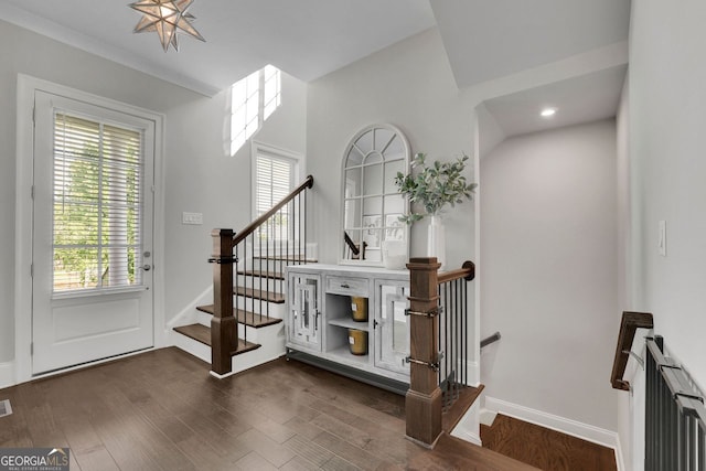 545 Hanlon Way, Alpharetta, GA 30009 - entrance foyer with dark wood finished floors and baseboards