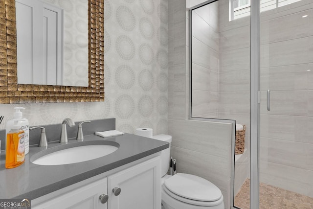 545 Hanlon Way, Alpharetta, GA 30009 - bathroom featuring vanity and a shower stall