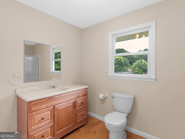 778 Leguin Mill Rd, Locust Grove, GA 30248 - bathroom with vanity, wood finished floors, and a shower