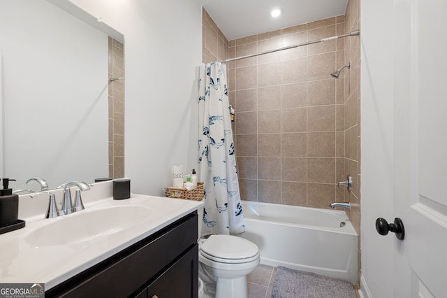 203 Holden Way, Woodstock, GA 30189 - full bath featuring vanity, shower / bath combo with shower curtain, and tile patterned flooring