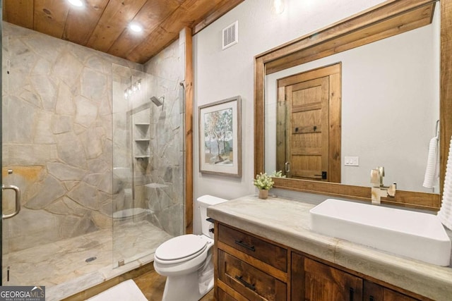 126 Wawayanda Dr, Mineral Bluff, GA 30559 - bathroom with vanity, a marble finish shower, and recessed lighting