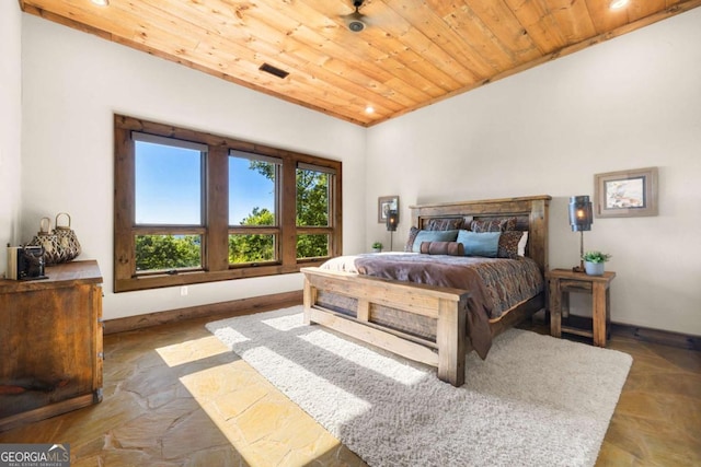 126 Wawayanda Dr, Mineral Bluff, GA 30559 - bedroom featuring wooden ceiling, stone finish floors, and recessed lighting