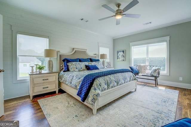 3076 E Lake Rd, Mcdonough, GA 30252 - bedroom with dark wood-type flooring and ceiling fan