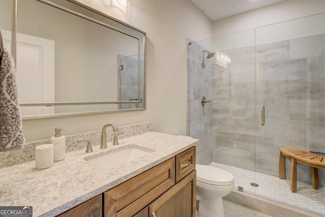 3076 E Lake Rd, Mcdonough, GA 30252 - bathroom featuring a shower stall and vanity