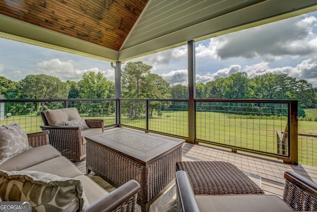 3076 E Lake Rd, Mcdonough, GA 30252 - wooden deck featuring an outdoor living space and a lawn
