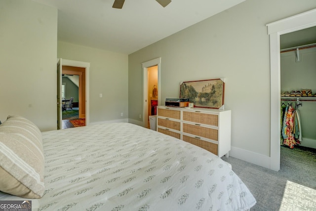 3076 E Lake Rd, Mcdonough, GA 30252 - bedroom with carpet, a closet, a walk in closet, and ceiling fan