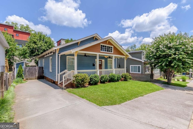 496 Rankin St NE, Atlanta, GA 30308 - view of front of property with covered porch, ceiling fan, and concrete driveway