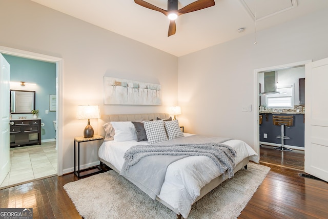 496 Rankin St NE, Atlanta, GA 30308 - bedroom with attic access, hardwood / wood-style flooring, and a ceiling fan