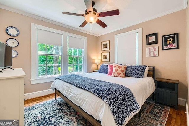 1134 Jefferson Ave, East Point, GA 30344 - bedroom featuring wood finished floors, crown molding, and a ceiling fan