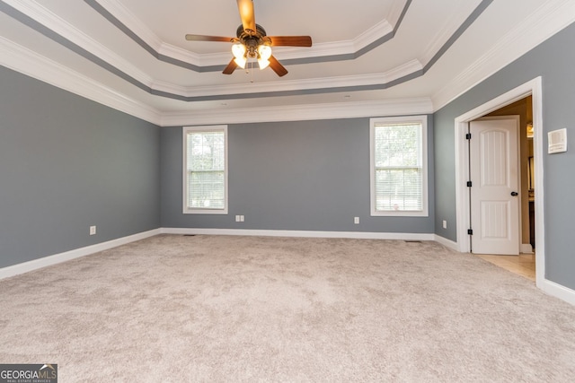 303 Sage Meadows Ln, Bonaire, GA 31005 - carpeted empty room featuring a raised ceiling, crown molding, and ceiling fan