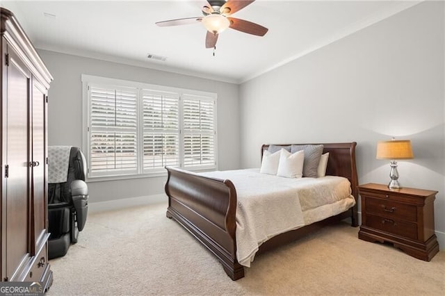 200 Ivy Meadow Way, Ball Ground, GA 30107 - bedroom featuring light colored carpet, ceiling fan, and crown molding