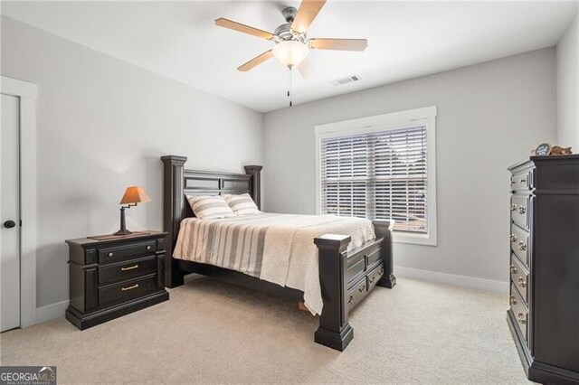 200 Ivy Meadow Way, Ball Ground, GA 30107 - bedroom with light carpet and a ceiling fan