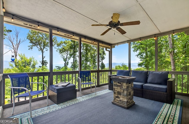 312 Mollie Mountain Trl, Ellijay, GA 30536 - bedroom featuring access to outside, french doors, carpet, and ceiling fan