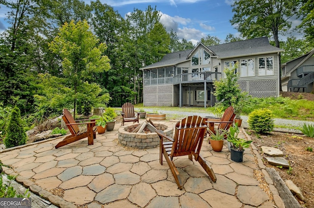 312 Mollie Mountain Trl, Ellijay, GA 30536 - view of patio / terrace featuring an outdoor fire pit