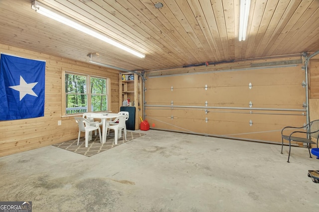 312 Mollie Mountain Trl, Ellijay, GA 30536 - office area featuring wood walls, wooden ceiling, and carpet flooring