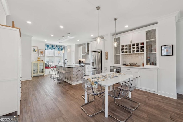 1621 Wellborn Walk, Suwanee, GA 30024 - dining space featuring dark wood-style floors and recessed lighting