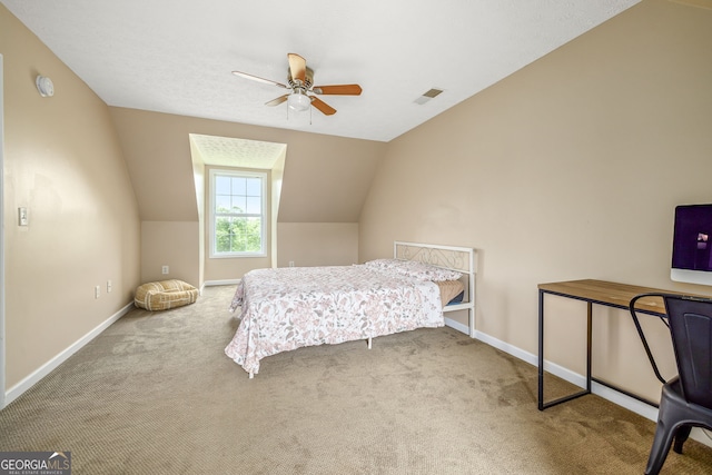 107 Line Creek Rd, Nicholson, GA 30565 - carpeted bedroom featuring vaulted ceiling and a ceiling fan
