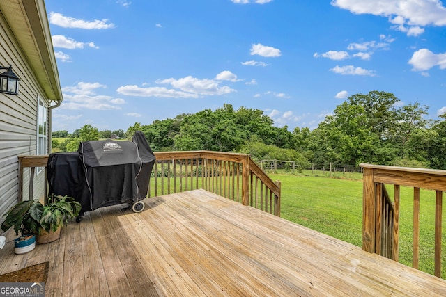 107 Line Creek Rd, Nicholson, GA 30565 - wooden deck with a fenced backyard and grilling area