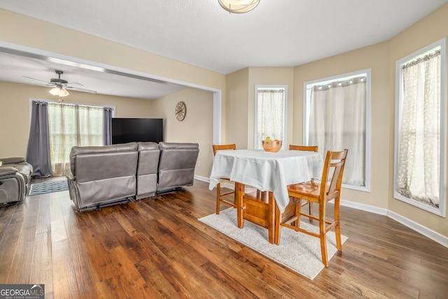 107 Line Creek Rd, Nicholson, GA 30565 - dining space featuring dark wood-type flooring and ceiling fan