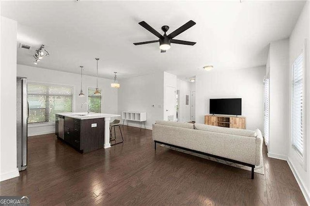 19 Moda Ln, Atlanta, GA 30316 - living area featuring dark wood-type flooring and a ceiling fan