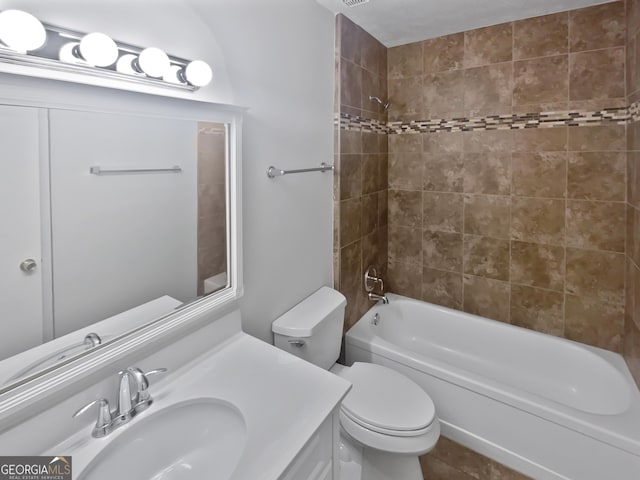 6220 Brookwood Rd, Peachtree Corners, GA 30092 - full bath with vanity, shower / bathtub combination, and tile patterned flooring