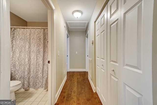209 Jacobs Way Apt B, Jasper, GA 30143 - corridor featuring attic access and wood finished floors