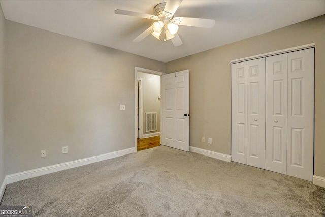 209 Jacobs Way Apt B, Jasper, GA 30143 - unfurnished bedroom with carpet floors, a closet, and ceiling fan
