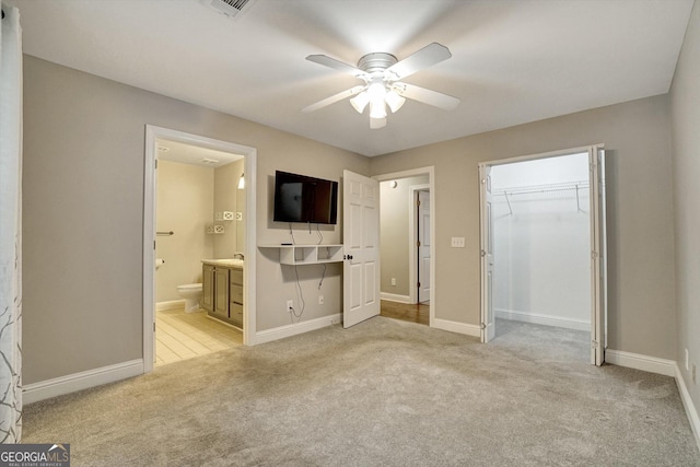 209 Jacobs Way Apt B, Jasper, GA 30143 - unfurnished bedroom with light carpet, a closet, ensuite bath, and ceiling fan