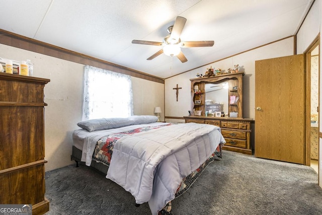 912 Druid St, Dublin, GA 31021 - bedroom with vaulted ceiling, carpet floors, ceiling fan, and crown molding
