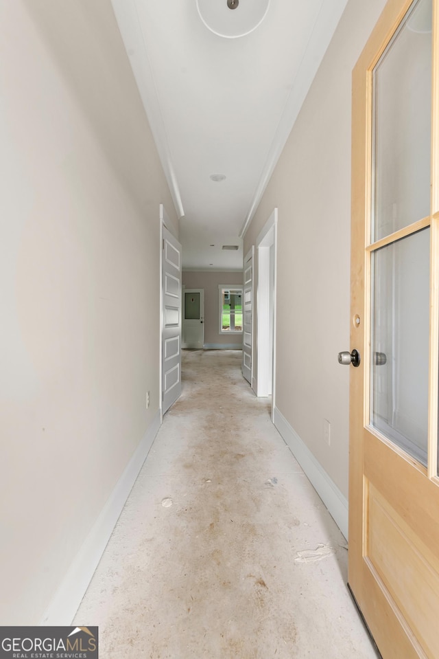 195 Grove Point Rd, Athens, GA 30605 - hall featuring unfinished concrete flooring and baseboards