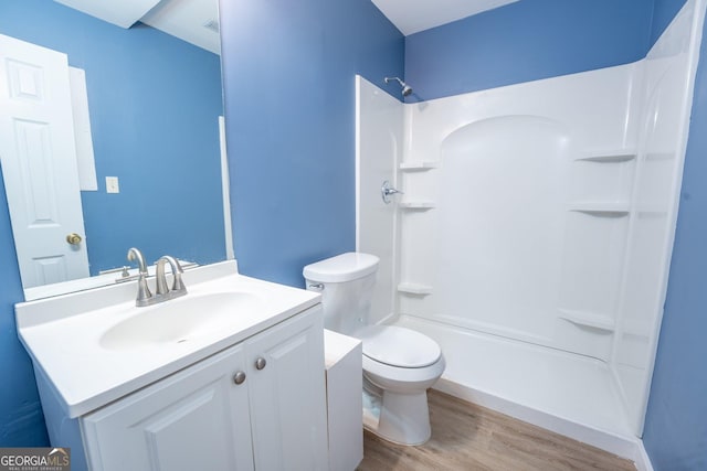 46 Wall Street Way, Toccoa, GA 30577 - full bathroom with vanity, wood finished floors, and a shower
