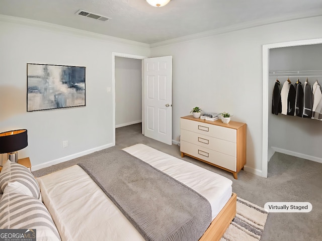 1480 D NE Pine Log Rd Unit D, Conyers, GA 30012 - bedroom featuring carpet flooring, a closet, crown molding, and a spacious closet