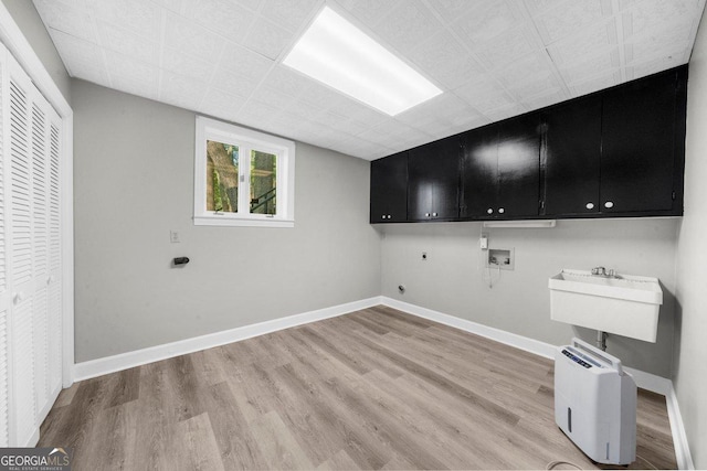 2945 Thompson Mill Rd, Gainesville, GA 30506 - washroom with cabinet space, hookup for an electric dryer, light wood finished floors, and washer hookup