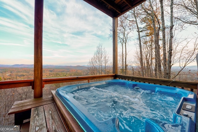 588 Tower Rd, Mineral Bluff, GA 30559 - wooden terrace with a hot tub