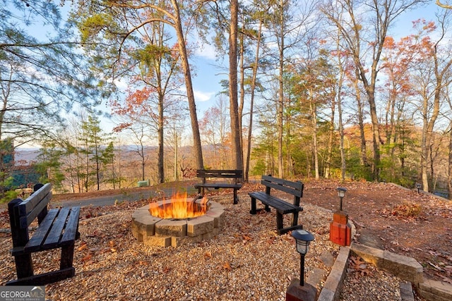 588 Tower Rd, Mineral Bluff, GA 30559 - view of yard featuring a fire pit