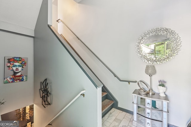 4467 Pineridge Cir, Atlanta, GA 30338 - staircase with marble finish flooring