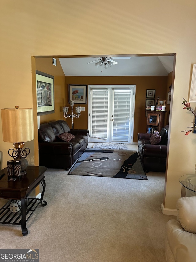 7946 Gossamer Dr, Fairburn, GA 30213 - living room featuring carpet floors and a ceiling fan
