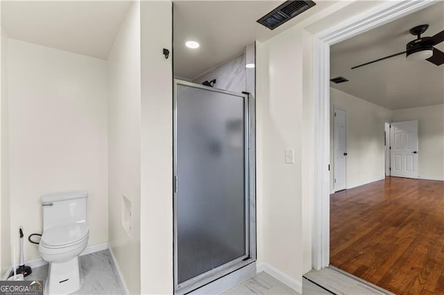 821 Springvalley Dr, Forest Park, GA 30297 - full bath featuring a shower stall and ceiling fan