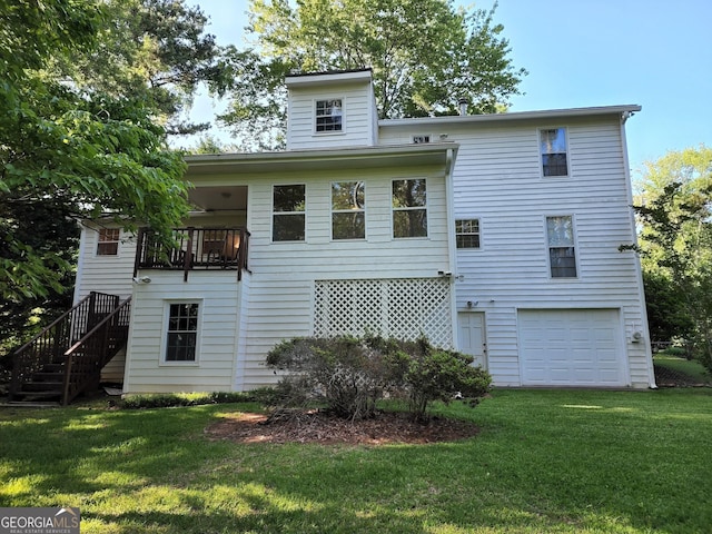3054 Whisper Knob Rd, Marietta, GA 30062 - rear view of property featuring stairs, a yard, and a garage