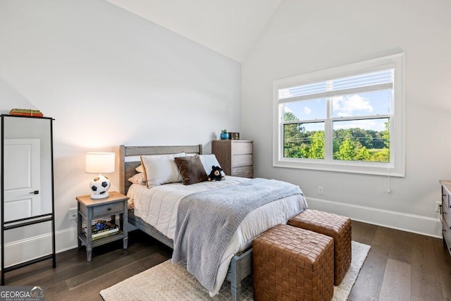 2381 Jones Phillips Rd, Dacula, GA 30019 - bedroom with vaulted ceiling and dark wood-style flooring